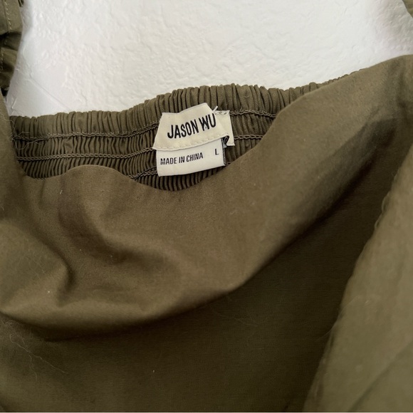 NWT Jason Wu Military Green Crop Puff Sleeve Top Size Large - Picture 5 of 12